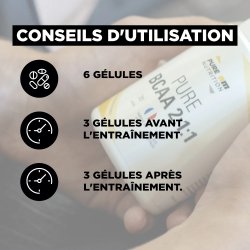 PURE BCAA 2:1:1 PURE AM NUTRITION Pilulier de 120 gélules PURBCA21120