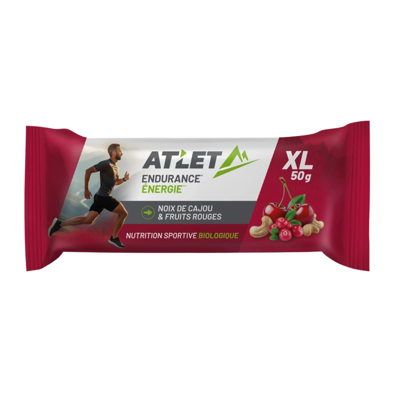 Barre Energétique Noix de cajou & Fruits rouges Bio ATLET Barre de 50 g Noix de cajou et Fruits rouges ATLBAR1FRNC