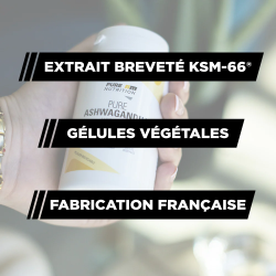 PURE Ashwagandha KSM66® bio PURE AM NUTRITION Pilulier de 60 gélules PURASHWA60